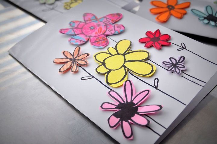 paper scraps flower cards, crafts