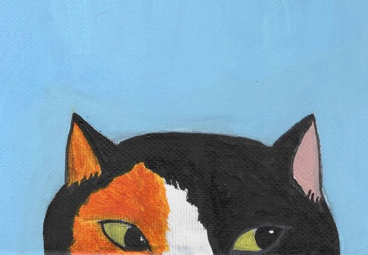 do cats make good decorations, painting, original painting cat peeking