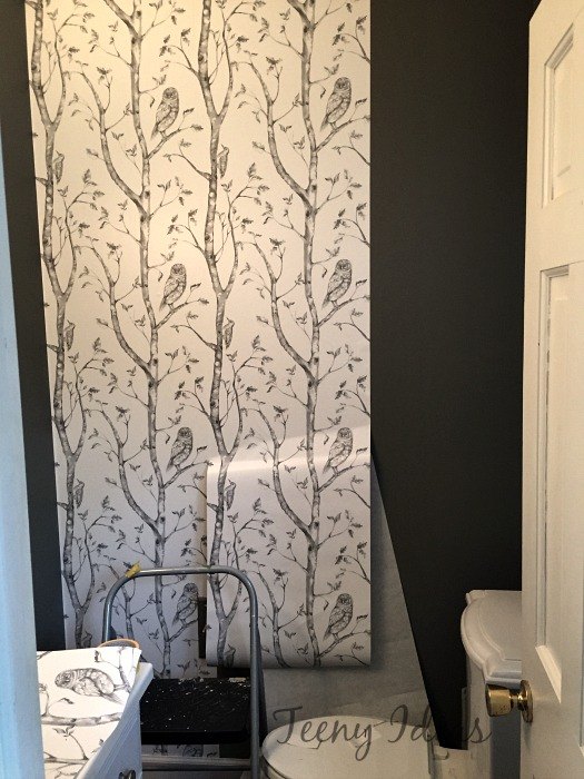 progresso do banheiro parede de destaque