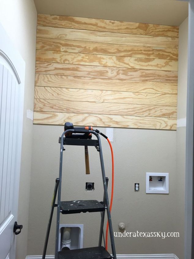 shiplap laundry room makeover, diy, laundry rooms, shelving ideas, wall decor, woodworking projects