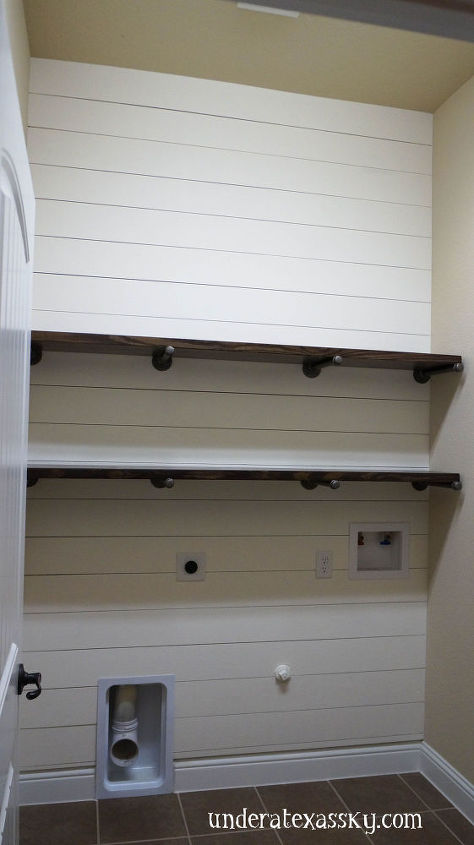 shiplap laundry room makeover, diy, laundry rooms, shelving ideas, wall decor, woodworking projects