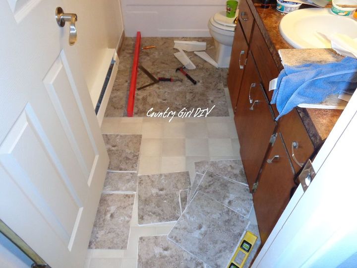 diy self sticking tile, bathroom ideas, diy, flooring, home maintenance repairs, how to, tiling, Step 2