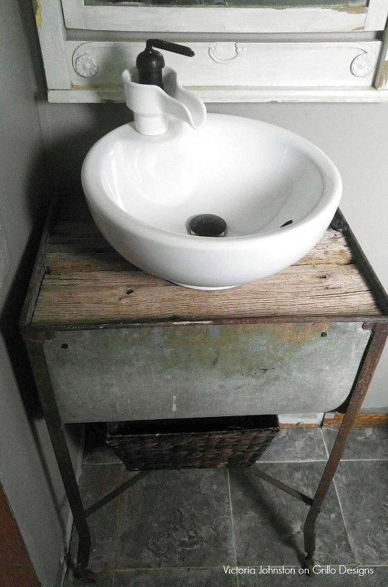 fixer upper style washbasin sink, bathroom ideas, diy, painted furniture, repurposing upcycling