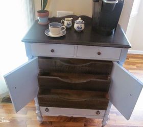 antique gentlemen s cabinet turned coffee station, kitchen design, painted furniture, storage ideas