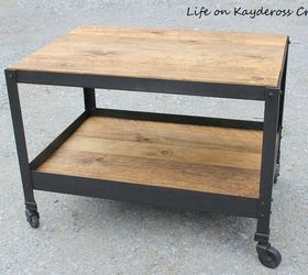 pottery barn inspired industrial style end table, painted furniture, repurposing upcycling, rustic furniture