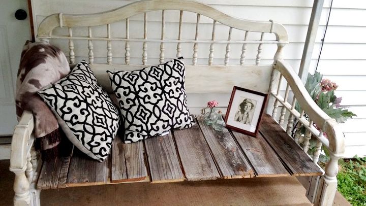 diy upcycled rustic bedhead bench, chalk paint, outdoor furniture, painted furniture, repurposing upcycling, rustic furniture