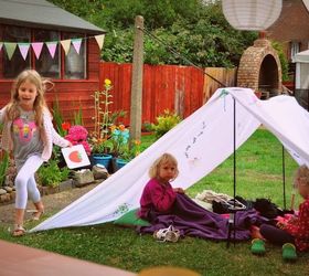 quick outdoor kids tent idea, diy, outdoor furniture, outdoor living