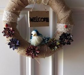bird and burlap wreath, crafts, wreaths