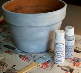 how to age a terra cotta pot with chalky finish paint, container gardening, crafts, gardening