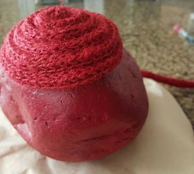 red jute yarn doorstop, crafts, how to
