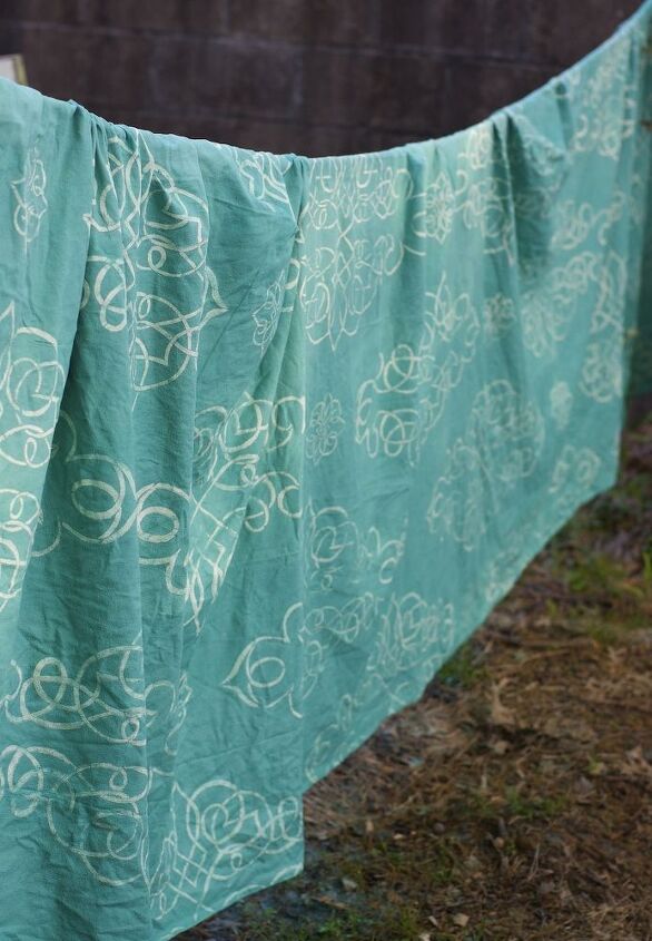 Stencil Amp Dye Your Own Drop Cloth Curtain Hometalk