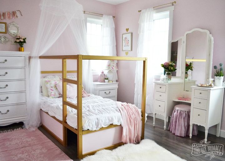 un cambio de imagen en el dormitorio de una nia en estilo shabby chic y glamuroso en