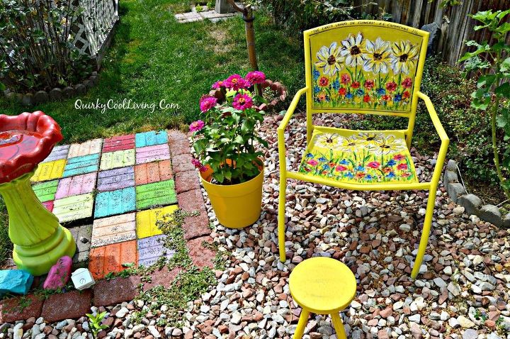 s 12 pool chair ideas we never would have thought of, painted furniture, pool designs, Paint a drab chair into floral masterpiece