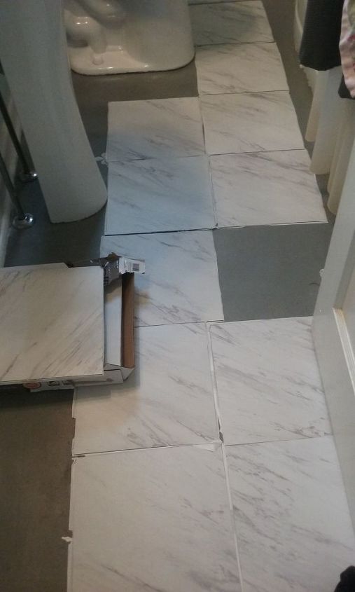 q peel and stick bathroom tile, bathroom ideas, cosmetic changes, home improvement, tile flooring, tiling