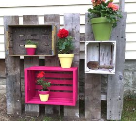 crate planters, container gardening, fences, gardening
