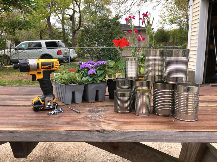 upcycled tin can planters, container gardening, diy, gardening