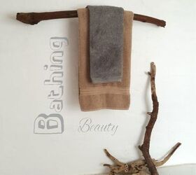how to turn a branch into a towel rack, bathroom ideas, repurposing upcycling, shelving ideas
