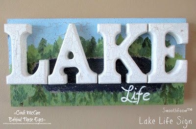 placa de madeira angustiada da vida do lago