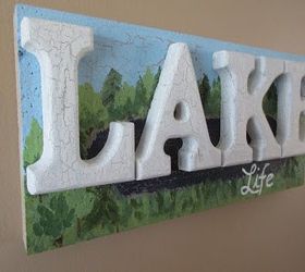 lake life faux weathered wood cottage sign, crafts, wall decor