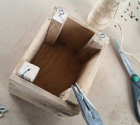 dyi small hanging planter from pallet wood, container gardening, gardening, pallet, Pliers will make screwing hook in easier