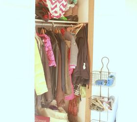 entry closet redo, closet, organizing