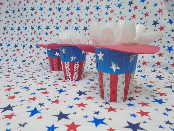 cheap adorable 4th of july plasticware holders, crafts, how to, patriotic decor ideas