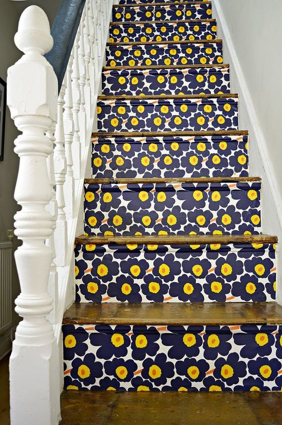 marimekko stair transformation, home improvement, stairs