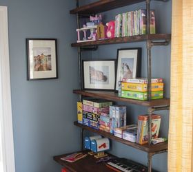 diy pipe bookshelves and desks, diy, home office, shelving ideas