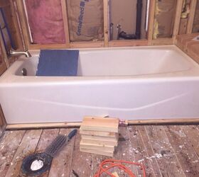 diy front bathroom remodel, bathroom ideas, diy, home improvement, Installed tub and moved plumbing