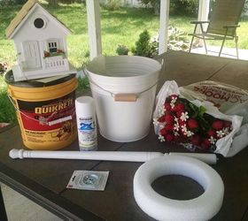 strawberry birdhouse flower bucket, materials needed