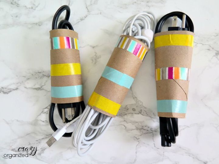 cut a piece of washi tape for these 25 creative ideas, Rip three strips to decorate you cord holders