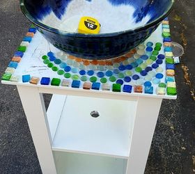 my curbside trash to treasure vessel sink, bathroom ideas, painted furniture, plumbing