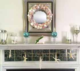 summer mantel seashell wreath tutorial, crafts, fireplaces mantels, how to, wreaths