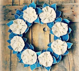 16 patriotic wreaths that will fill you with pride, Floral Denim Drop Cloth Wreath