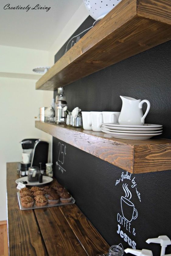 how i made my dream coffee bar, kitchen design, shelving ideas