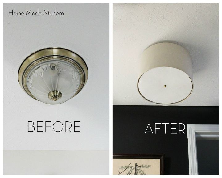 get rid of a boob light with a wire hanger, how to, lighting, Light fixture before and after