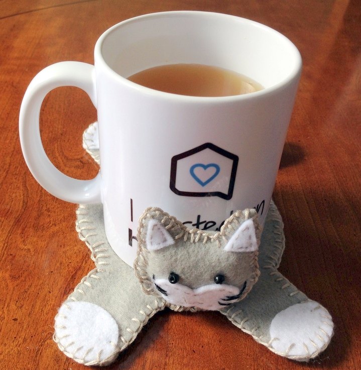 cat hug mug coaster, crafts, how to