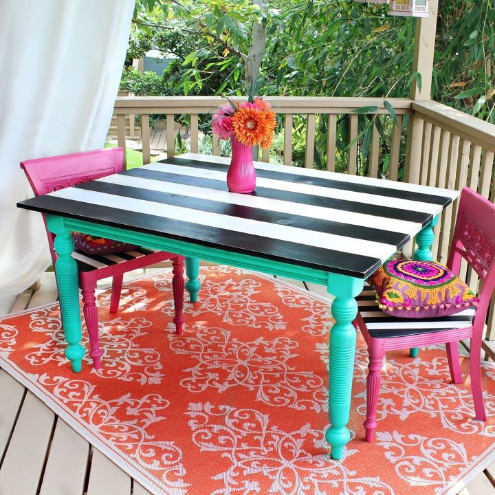 patio table makeover, outdoor living, painted furniture
