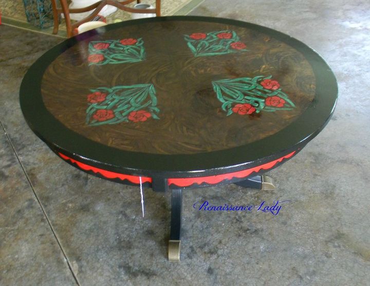 the unwanted coffee table, diy, painted furniture, Art Nouveau Finger Swirl table