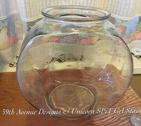 glass fish bowl gets under the sea view with unicorn spit gel stain, crafts, Before