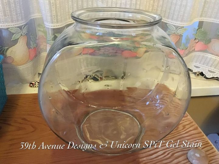 glass fish bowl gets under the sea view with unicorn spit gel stain, crafts, Before