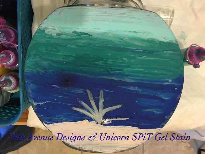 glass fish bowl gets under the sea view with unicorn spit gel stain, crafts, New coral