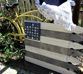 american flag made with pickets, outdoor living, painted furniture, patriotic decor ideas, seasonal holiday decor