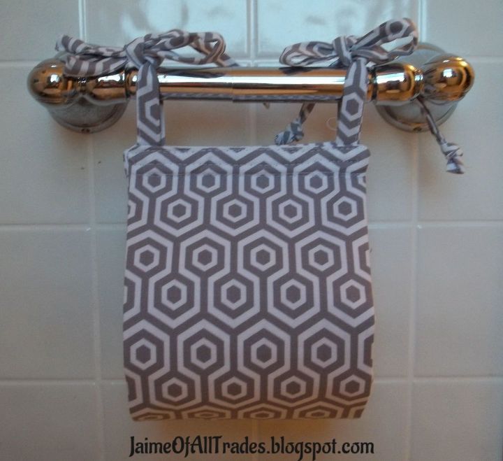 fabric toilet paper holder, bathroom ideas, crafts, storage ideas