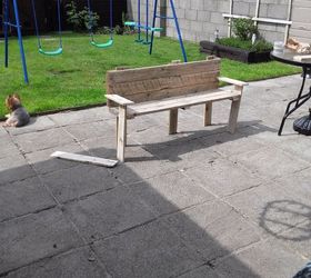 bench for phil lil and pip , outdoor furniture, woodworking projects, Trying to get the legs even