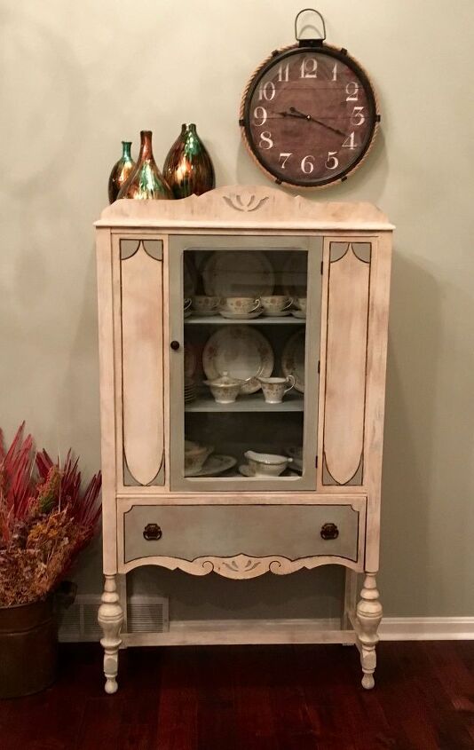 china hutch make over, painted furniture, shabby chic, Finished cabinet