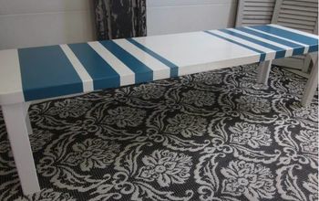 Modern Turquoise & White Striped Bench