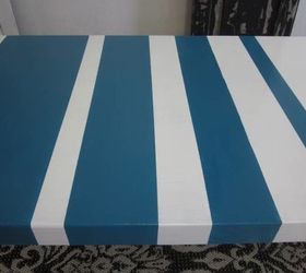 modern turquoise white striped bench, painted furniture, EntriWays com