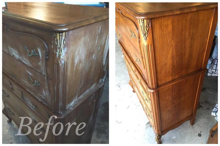 antique french chest of drawers gets a facelift , painted furniture, Before and After