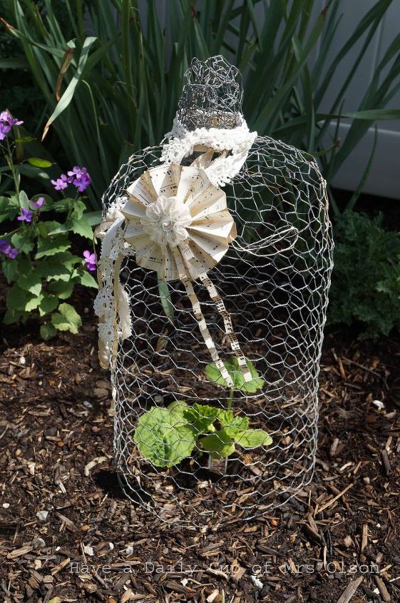 haz un cloche de alambre de pollo para tu jardin o para usar en vinetas